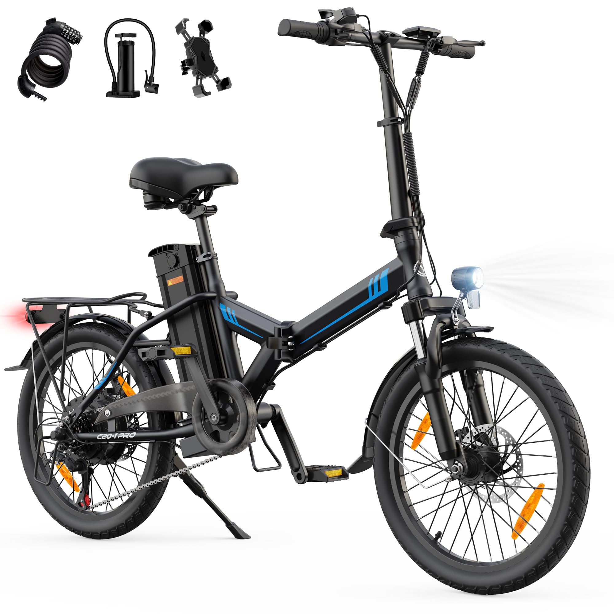 Bici Elettrica, 20" Bici Elettrica Pieghevole da 48V 624 Wh Batteria | Autonomia di 100 km, Motore 250W, Bici Elettrica Uomo Donna con Display LCD, 7 Velocità, E-Bike Per Pendolari Urbani