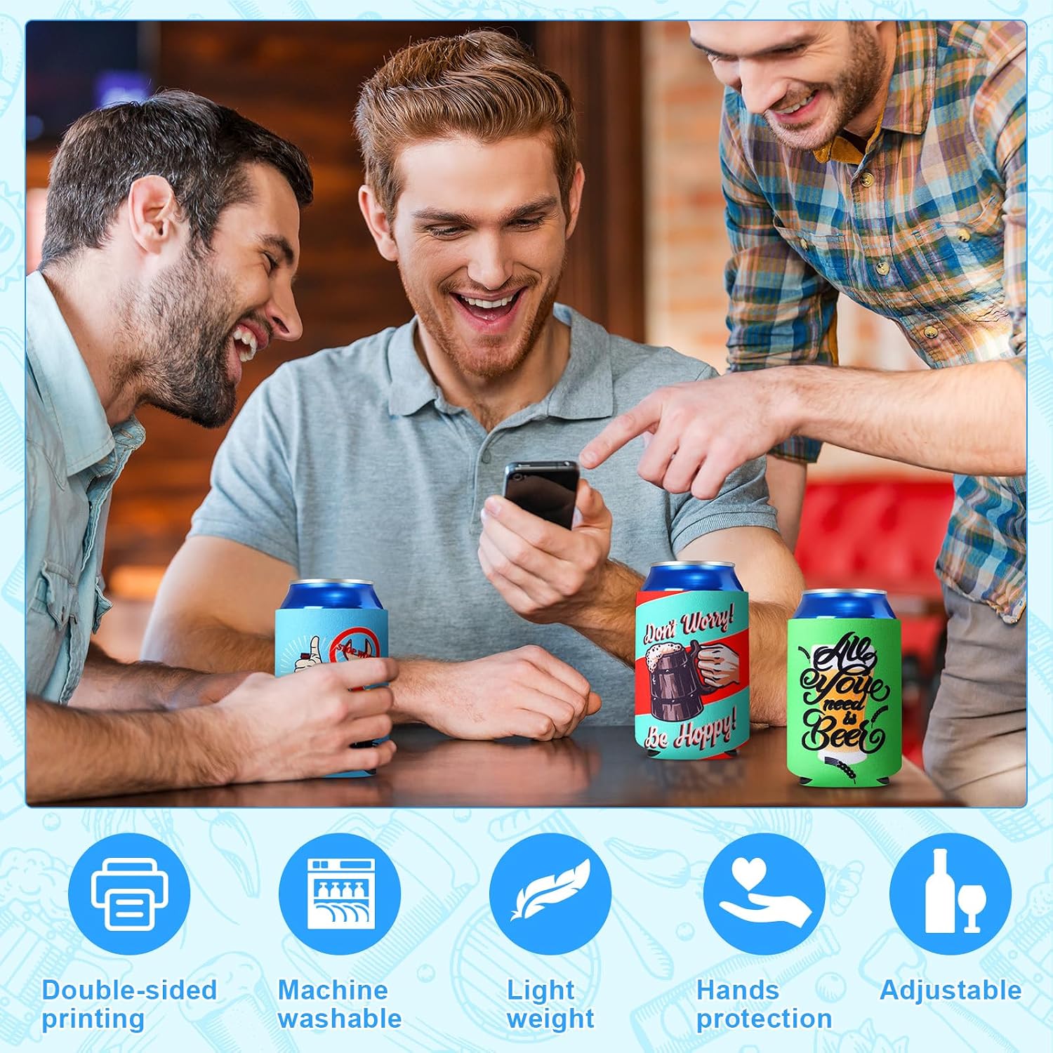 Tioncy 24 Pcs Funny Beer Can Cooler Sleeves Bulk 12 oz Bavarian Can Covers image 4