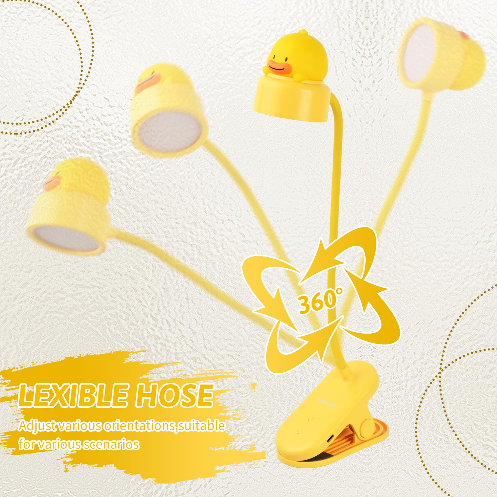 Lampada Da Scrivania LED Ricaricabile A Clip Con Forma Anatra - 3 Livelli Luminosi, Flessibile Per Lettura E Notte - Foto 9
