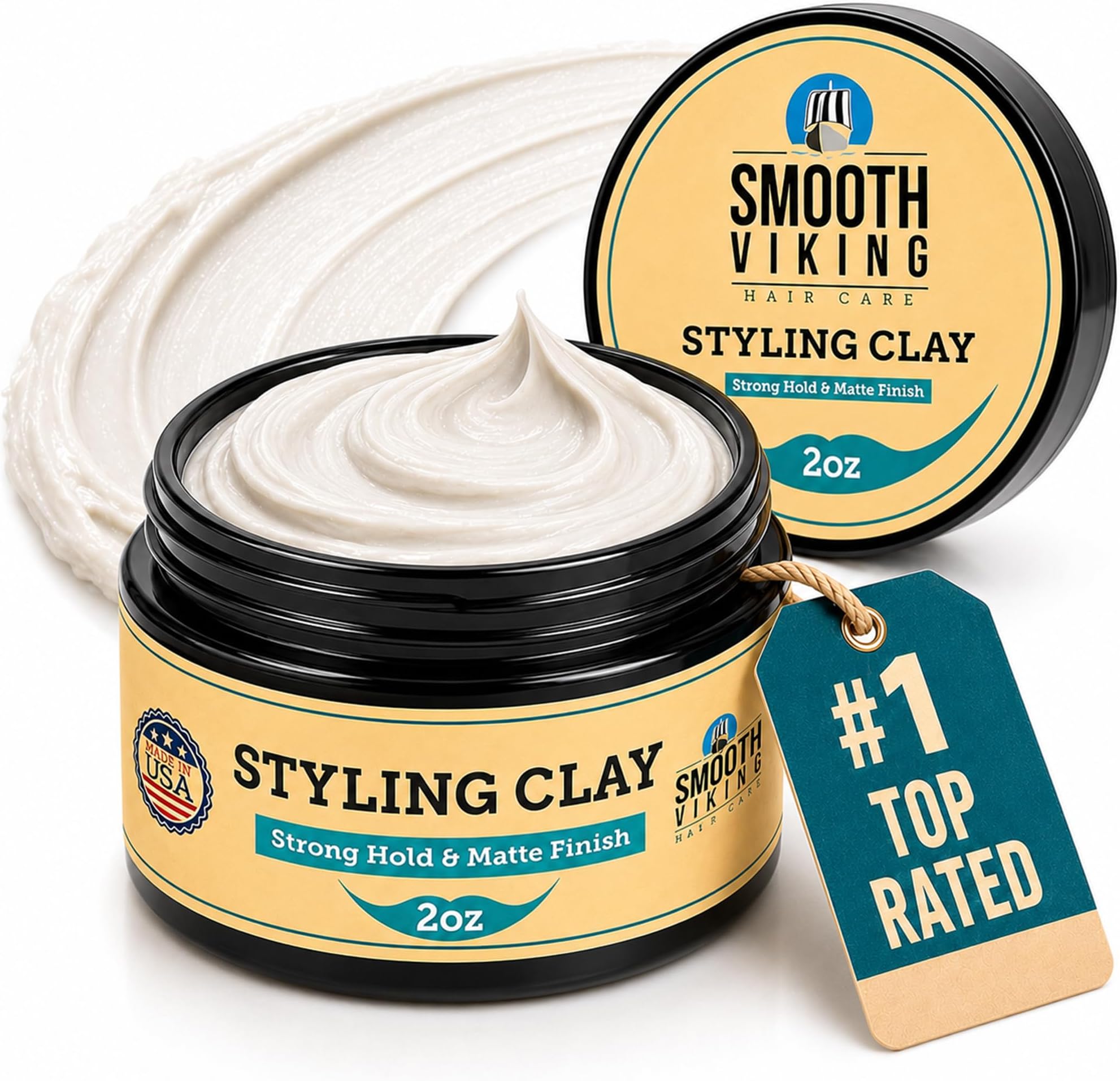 Smooth Viking Beard Care Hair Styling Clay for Men (2 Oz)