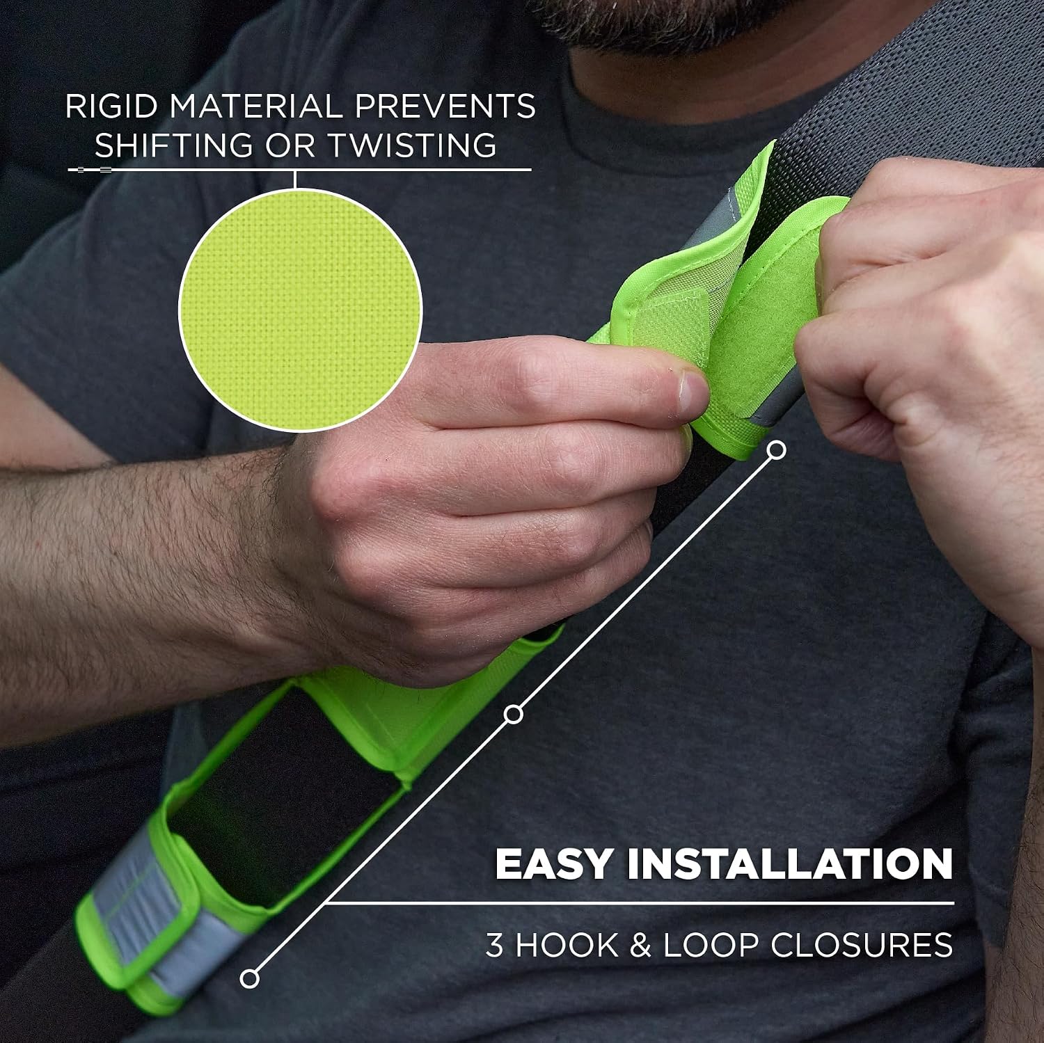 Ergodyne GloWear 8105 Universal Hi Vis Reflective Seatbelt Cover, 2-Pack
