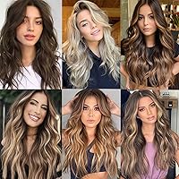 Vista 6 de 4 extensiones de cabello sintético con clip, extensiones de cabello rizado de 20 pulgadas de largo con clip (color: marrón medio)