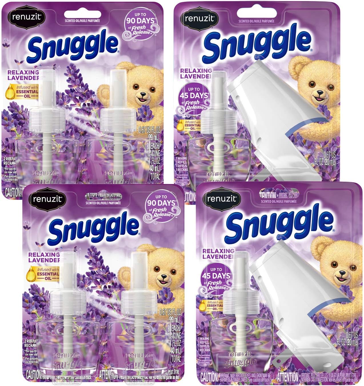 Renuzit Snuggle Scented Oil Plugin Air Freshener, Relaxing Lavender, 6 Refills + 2 Oil Warmers