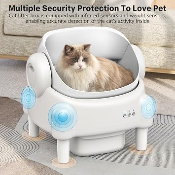 Paruuntys Automatic Litter Box,Safety Sensor,App Control,Open-top Design