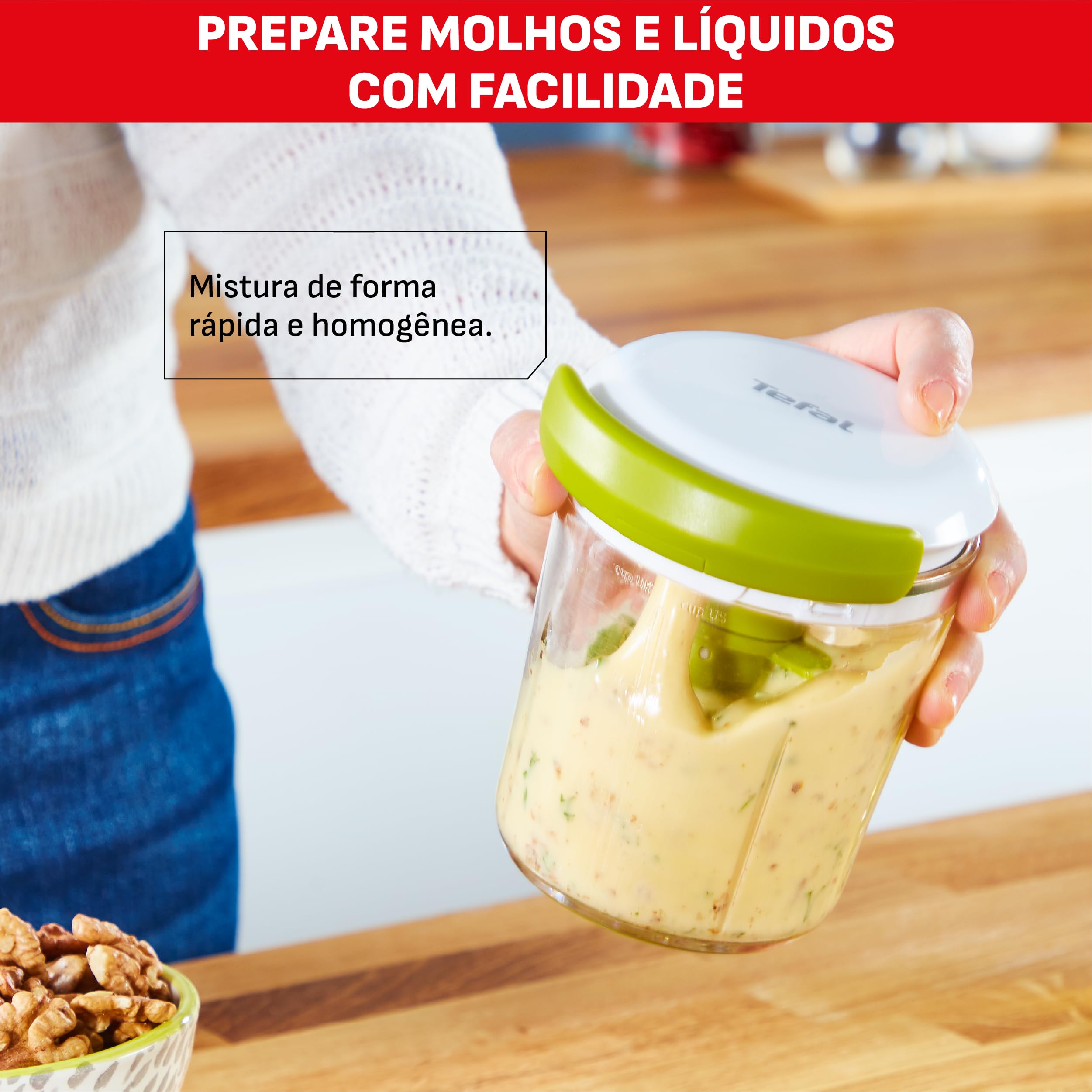 Tefal 5 Second Chopper Shaker K16441-5 secondi, tritatutto manuale da 450 ml, tritato grossolano, medio e fine, lame in acciaio inox, senza elettricità, base antiscivolo e facile da pulire