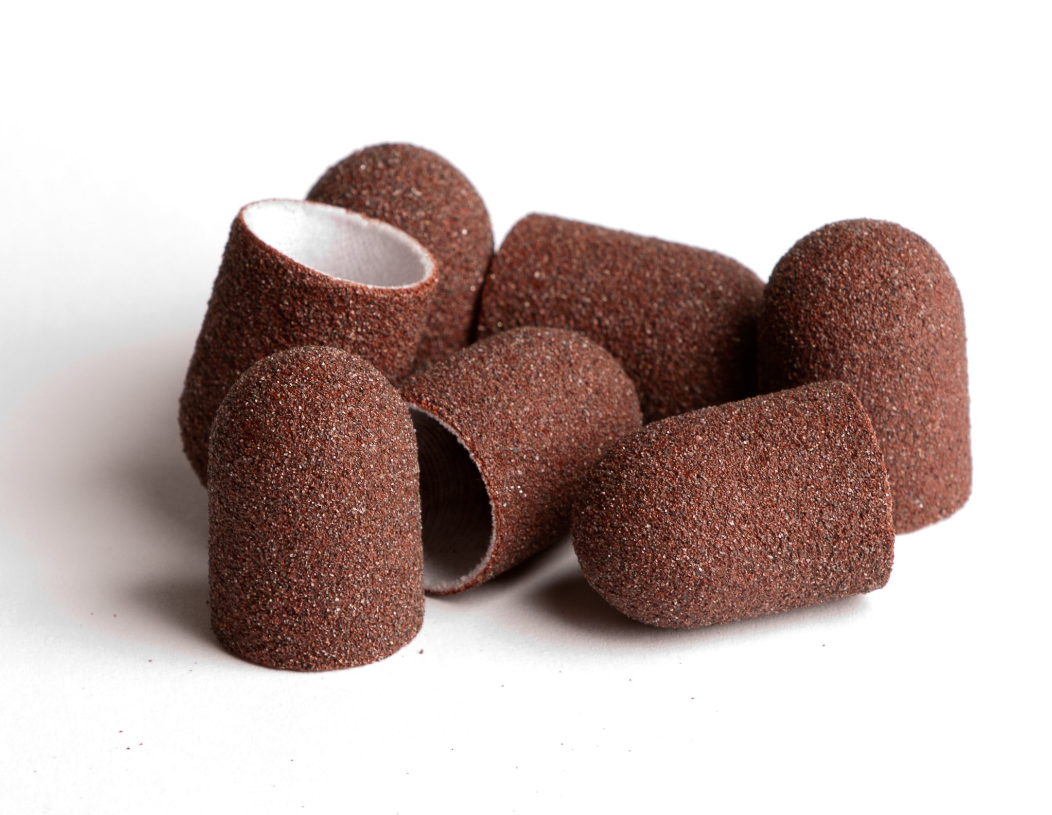 50 Schleifkappen 10 Mm, Körnung #180 – Für Fusspflege, Braun
