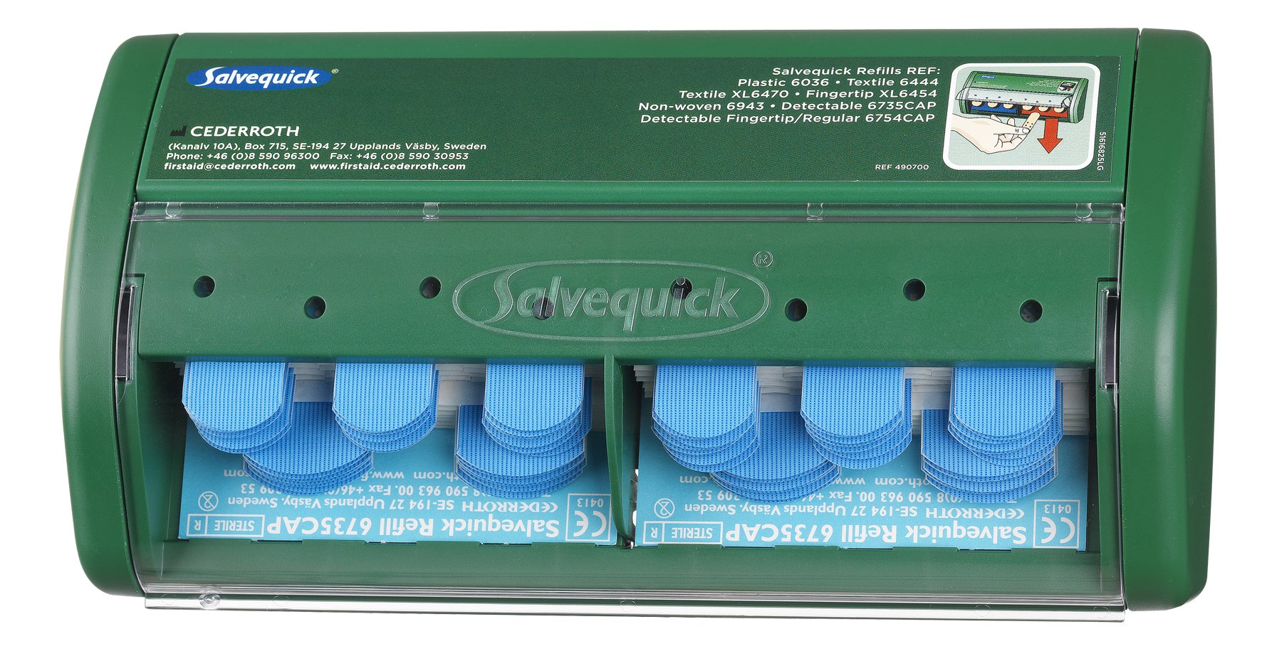 Salvequick dispensador de tiritas detectables, 75 azul estéril