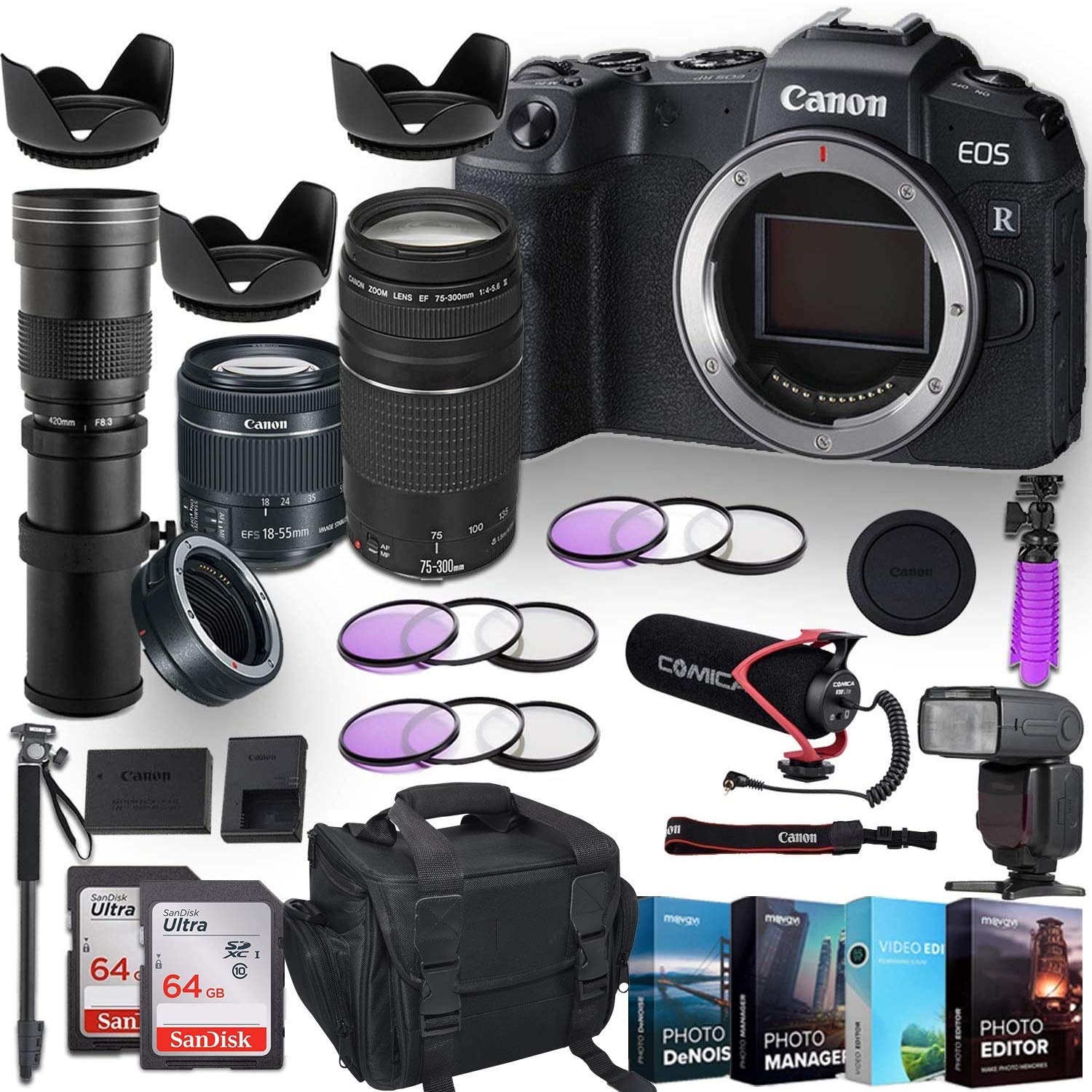 Amazon.com : Canon EOS RP Mirrorless Digital Camera w/ 3 Lenses +