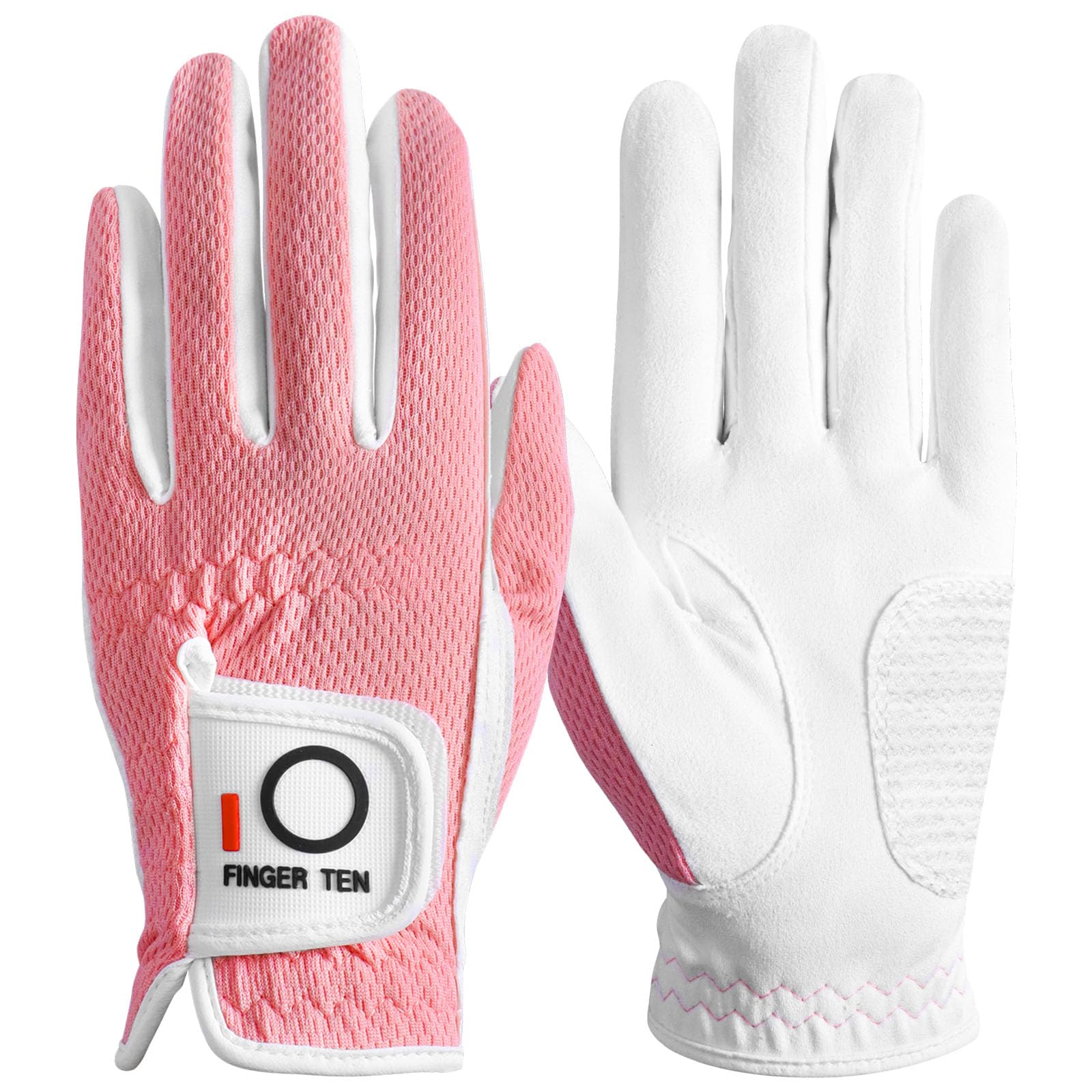 FINGER TEN Golf Gloves Women Left Hand Right Microfiber All Weather Grip Rain Hot Wet Value Pack