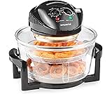 Emperial Premium Black 17L Halogen Convection Oven Cooker Air Fryer 1400W Includes Accessories Pack, Timer & Extender Ring