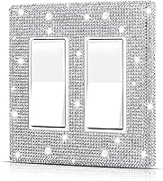 Vista 8 de Placas de pared, cubierta decorativa para interruptor de luz, cubiertas decorativas de tomacorrientes, diamantes de imitación plateados brillantes