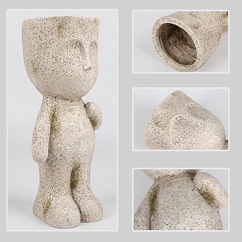 Miniatura 3 de FIMOFIDRE CYNOR Head Macetas de cara para plantas de interior, macetas de resina con agujero de drenaje, plantas suculentas únicas para plantas