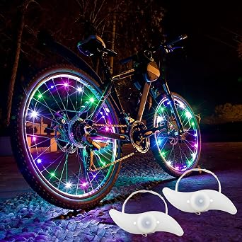 LED Bike Wheel Lights Colourful with 3 Flashing Modes for Night Cycling | Easy spoke mounting, compact wheel accessory, for bicycles, night rides, commuting, parties and outdoor family activities
