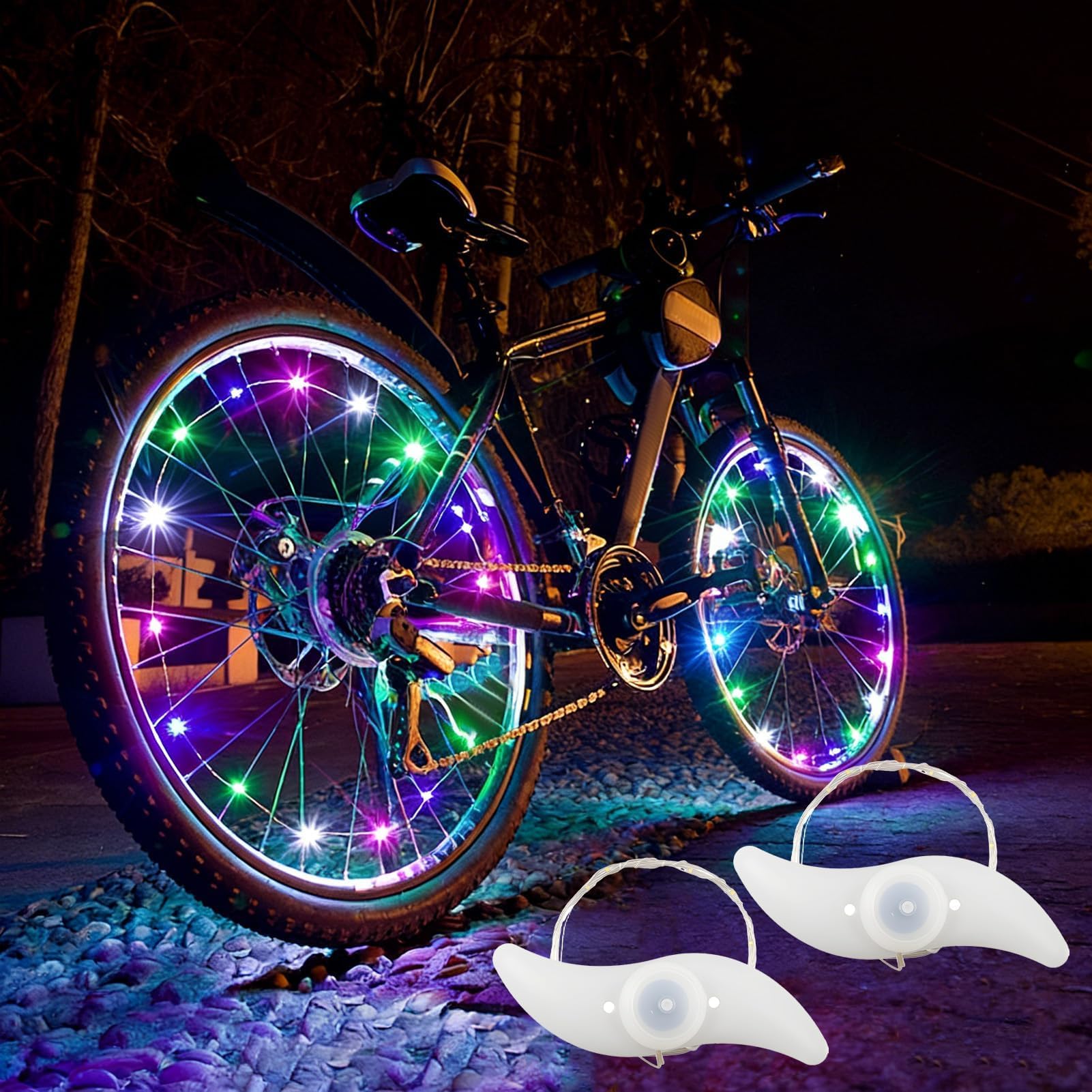 LED Bike Wheel Lights Colourful with 3 Flashing Modes for Night Cycling