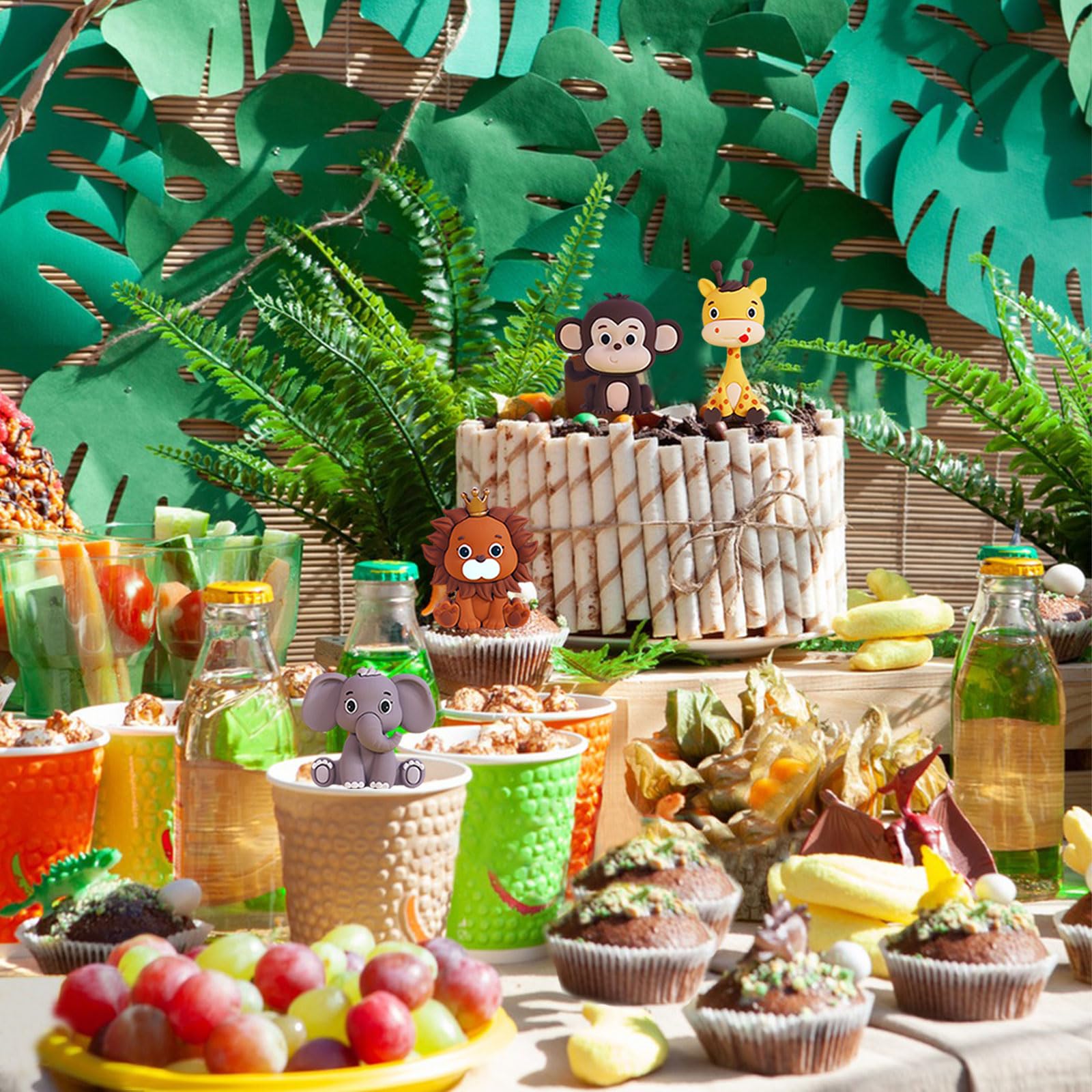 1set 3Tier Cartoon Jungle Wild Animals Safari Party Cake Display Stand Birthday Cupcake Rack Holder Baby Shower Cake Tray Decor - 15 - View #4