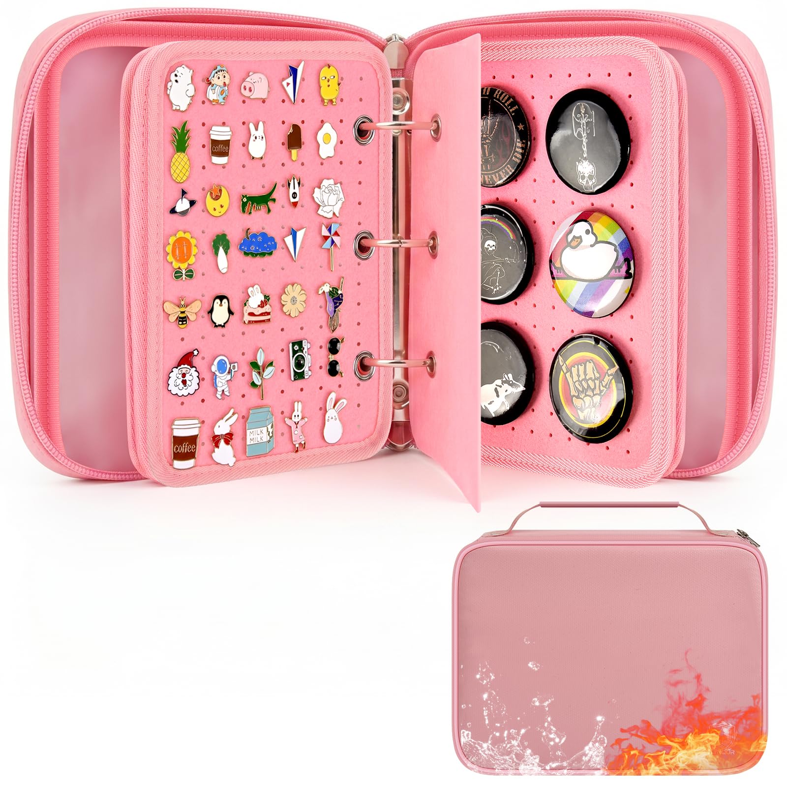 Photo 1 of Fireproof Pin Display Book for Collectors, 6 Pages Enamel Pin Display Case