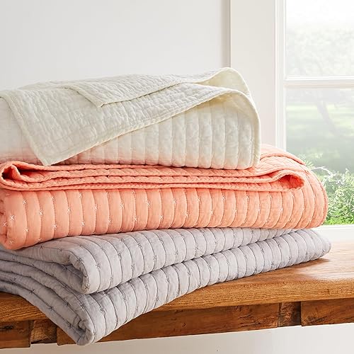 Miniatura 6 de Greenland Home Monterrey - Juego de edredón con costuras finas, 3 piezas, KingCal King, color gris