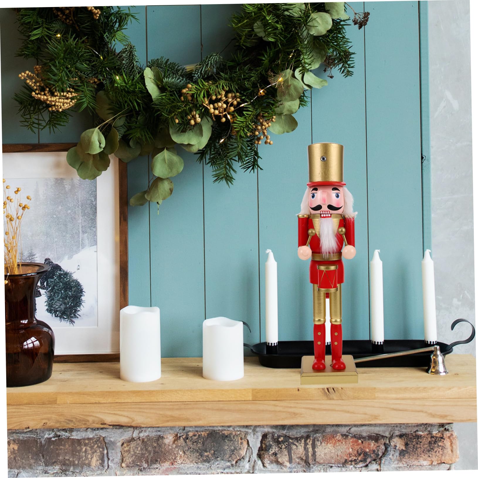 SOIMISS Nussknacker-Soldat Figur aus Holz für Weihnachts-Dekoration Klassischer Stil als Tisch oder Kaminsims-Ornament