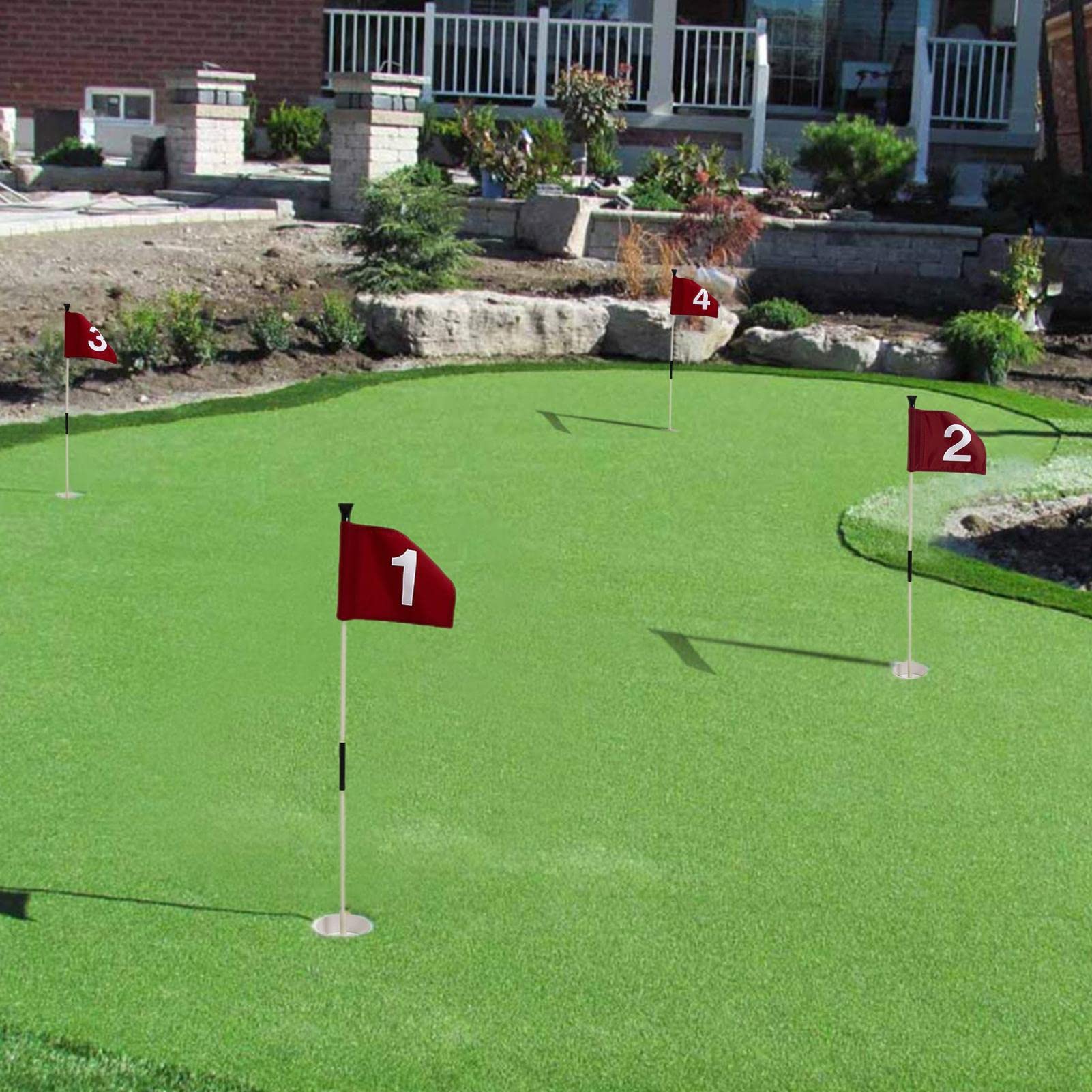 Flagstick Golf | práctica de poner banderas verdes para patio – Juego de mástil de bandera portátil de 2 secciones, suministros para campo de golf