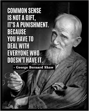 AMERICAN LUXURY GIFTS Common Sense Is Not a Gift George Bernard Shaw Quote - Modern Typographic Inspirational Wall Art - Home Office Classroom Bedroom Decor - 8x10 Unframed Print