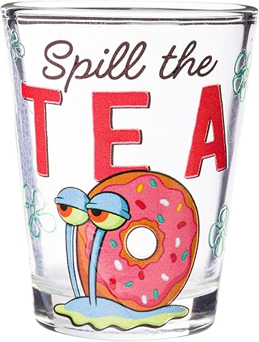 Miniatura 4 de Silver Buffalo Spongebob Squarepants With Patrick Star and Gary Quotes Set 4 Pack Mini Glass Set, 1.5 onzas