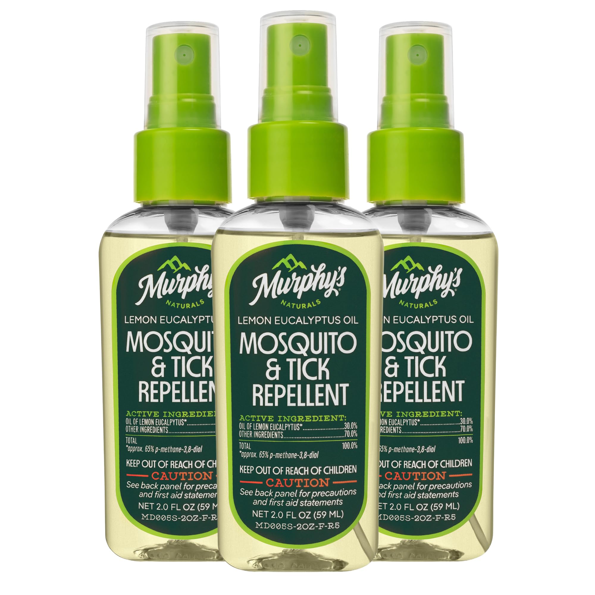 Murphy's Naturals Mosquito & Tick Bug Repellent Spray, Oil of Lemon Eucalyptus for Skin + Outdoor Gear, 2 Ounce Pump, 3-Pack