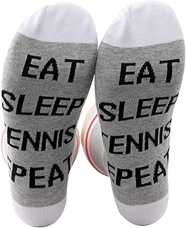 PXTIDY Tennis Socks Eat Sleep Tennis Repeat Tennis Sports Crew Socks For Women Men Funny Tennis Player Gift Tennis Fans Tennis Coach Gift