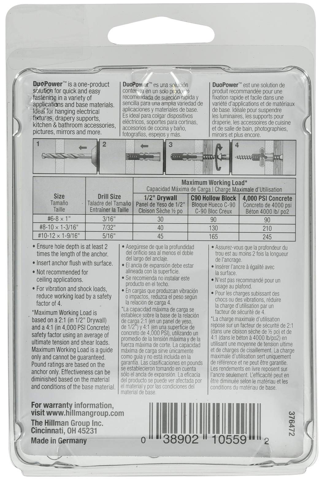 Hillman Dual-Action Wall Anchors - For Any Wall! -3