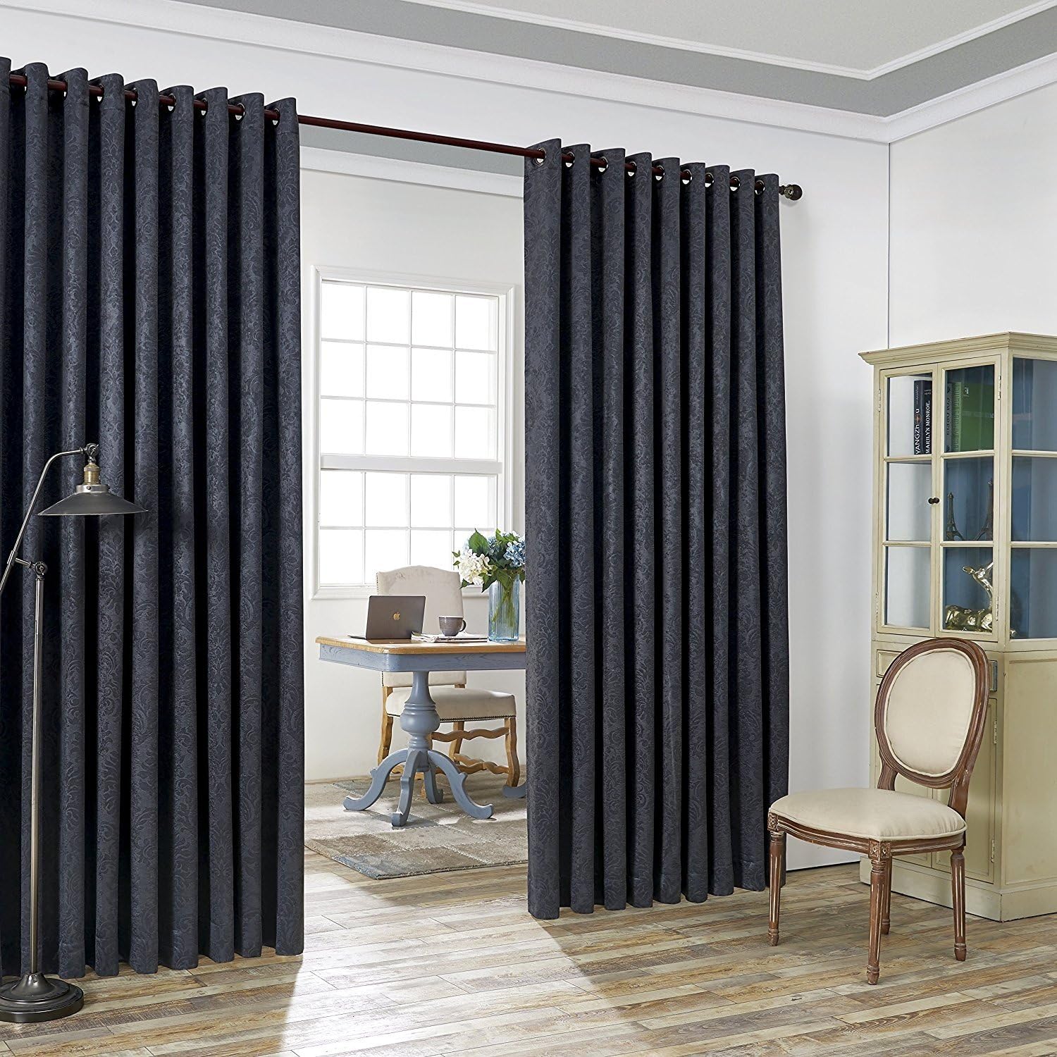 LinenZone Pair of Blue Teal Bedroom Curtains. These Modern Decor Black Out Curtains are Great Choice as Bedroom Window Curtains or Nursery Blackout Curtains. (Evelyn 54 x 63 Teal)