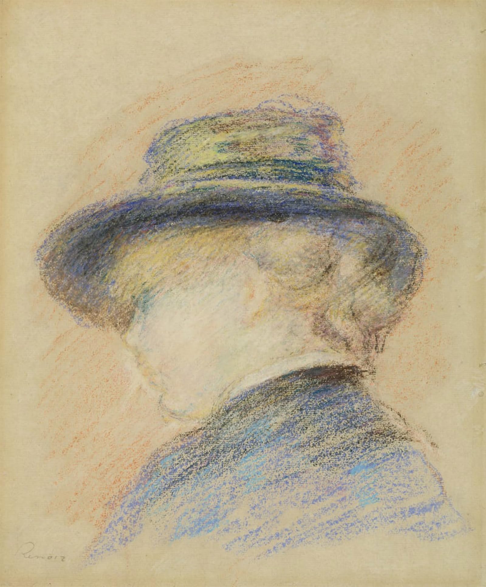 ARTXLXXBN Famous Art Print Poster Vintage Wall Art Profile of a Young Woman in Ahat by Pierre Auguste Renoir Canvas Art Poster for Home Decor 60x90cm