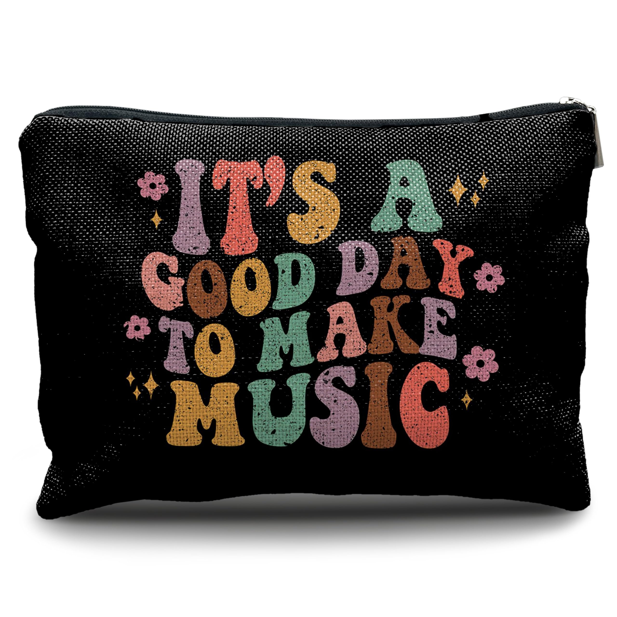 Nogrit Music Lover Makeup Cosmetic Bag,It's a Good Day to Make Music Groovy Colorful Makeup Travel Toiletry Bag,Gifts for ...