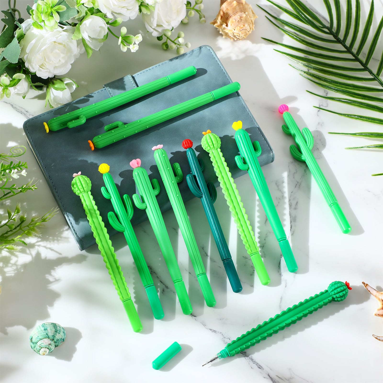AmazingSpark 300 bolígrafos de cactus a granel para fiestas, bonitos bolígrafos de tinta de gel de 0.5 mm para regalo de regreso a clases, suministros de verano en casa y oficina
