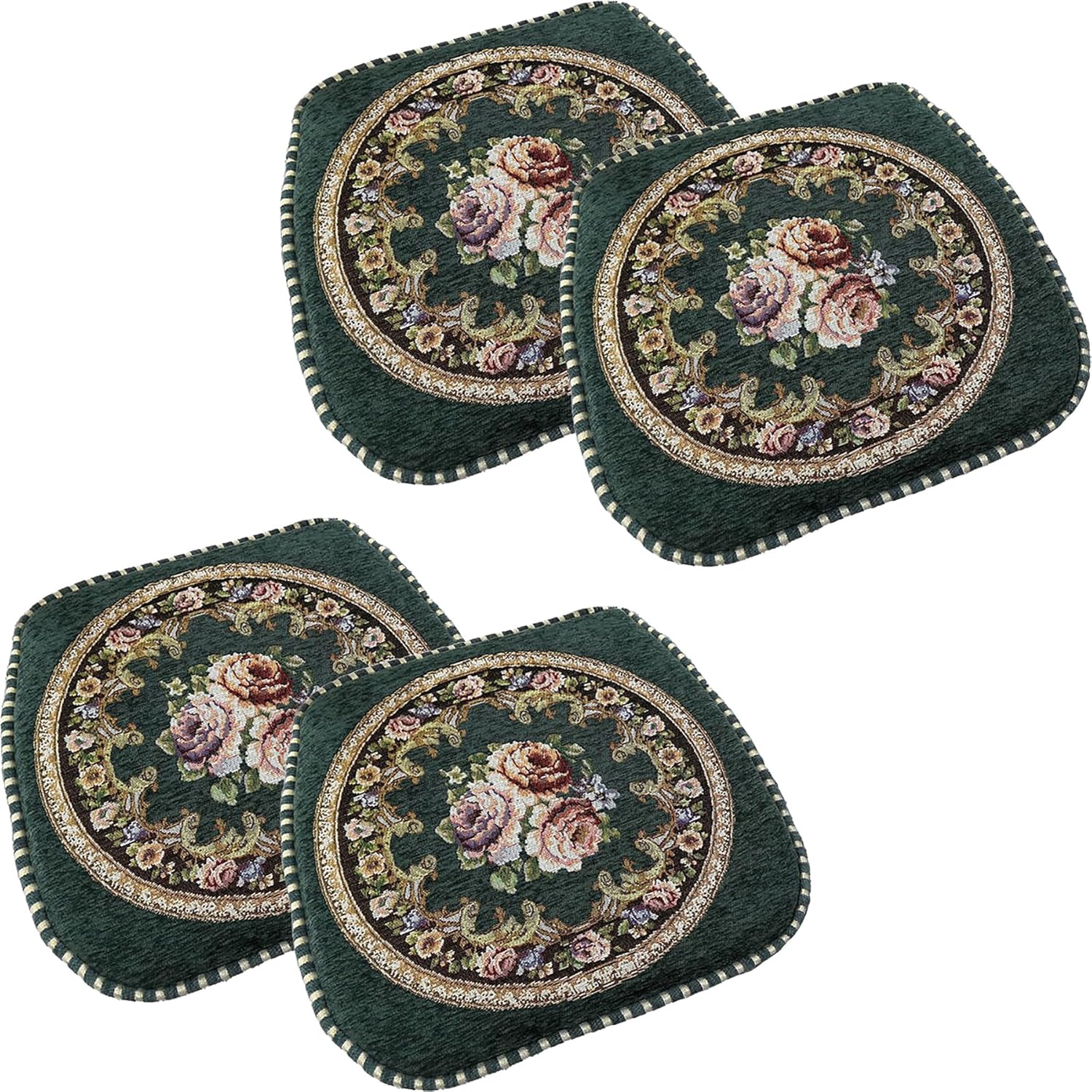 Chair Pads for Dining Chairs Set of 4 Circle Flower Style