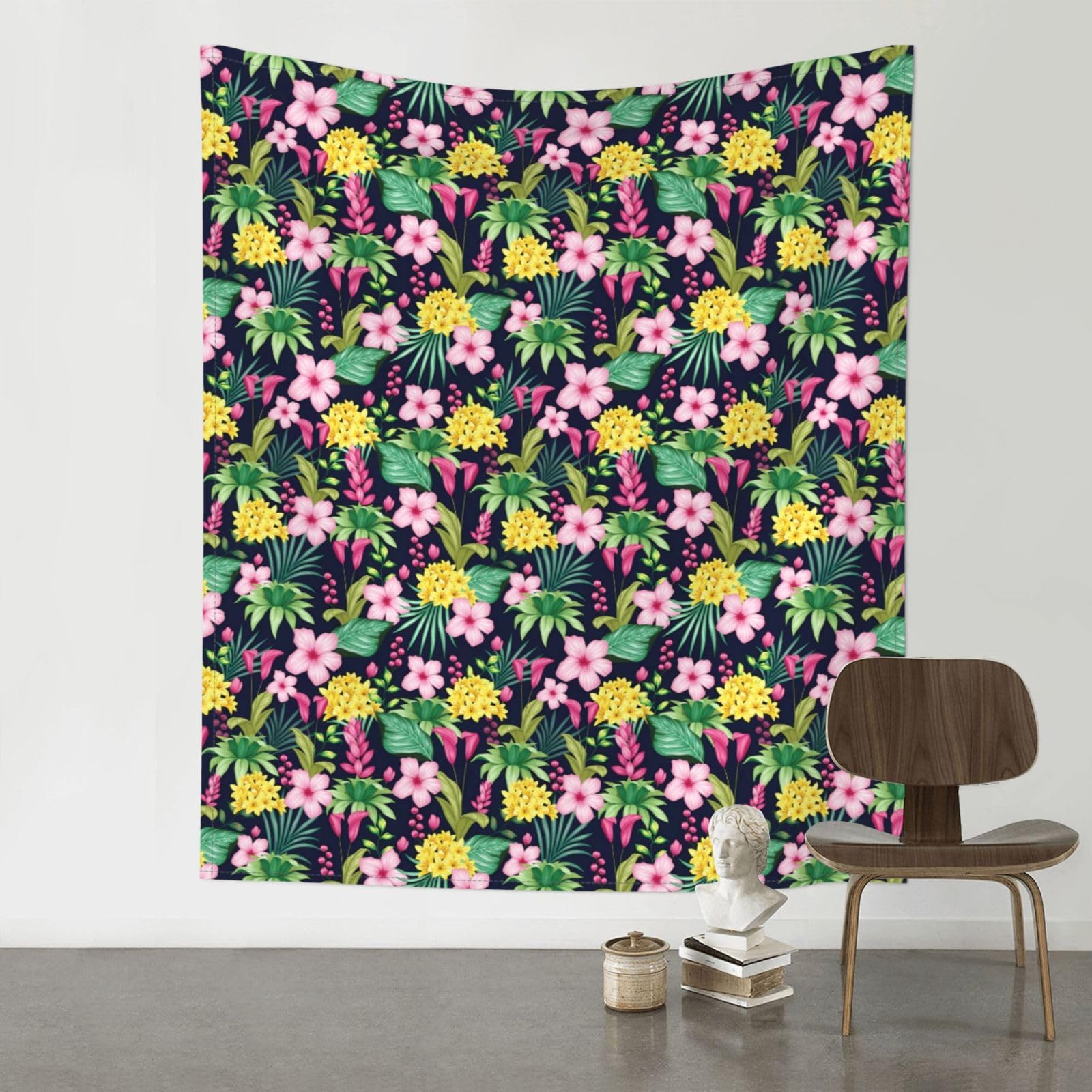 WHJSHOP Hawaiian Colorful Flower Prints Original Wall Tapestry 60x51in – Boho Throw Blanket for Dorm Decor, Beach Picnic, & Bedroom Layering