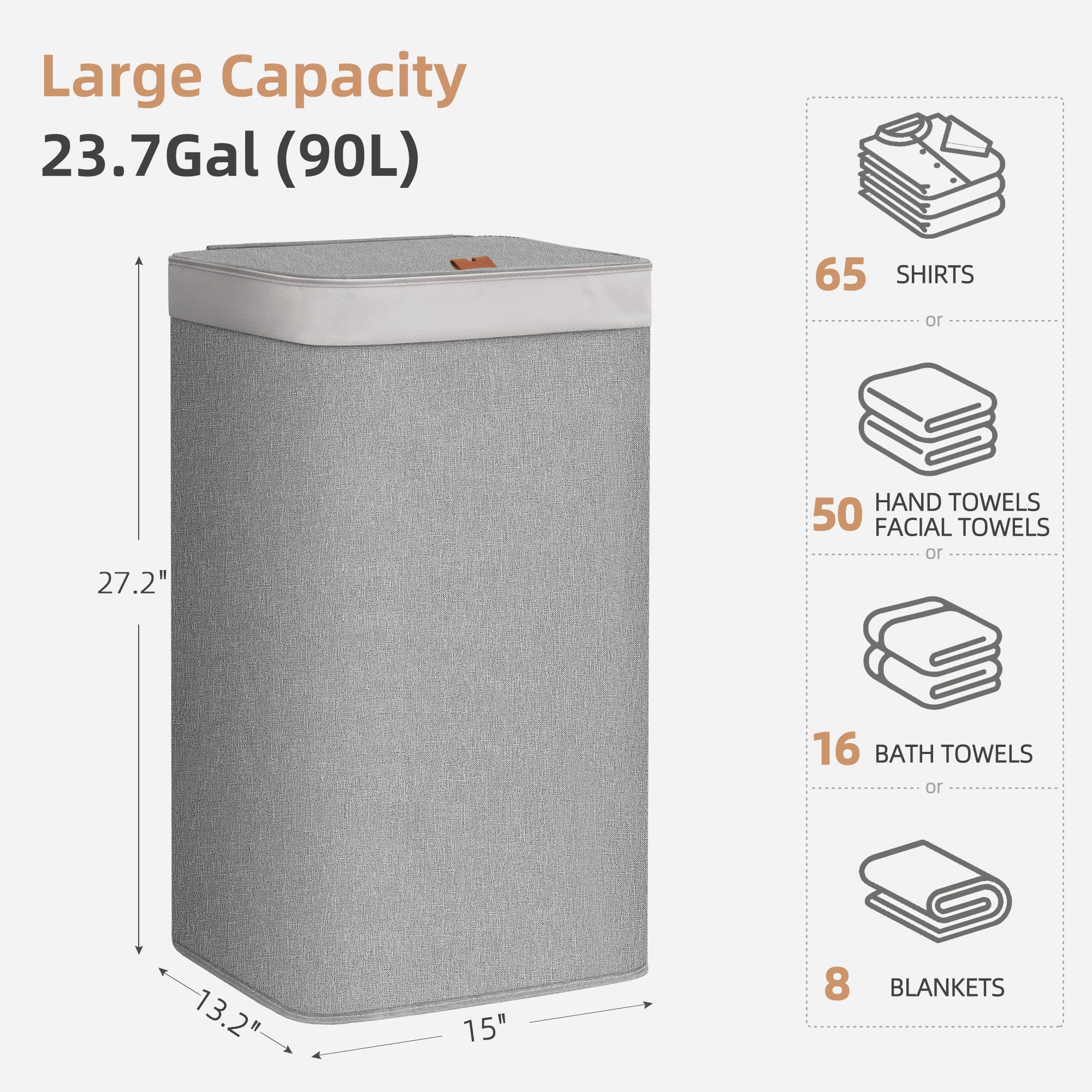 STORAGE MANIAC Cesto portabiancheria 2 in 1 con borsa per la biancheria, 90 l, con struttura in metallo, borsa per vestiti sporchi, con spallacci e tasca in rete, per università, viaggi, lavanderia