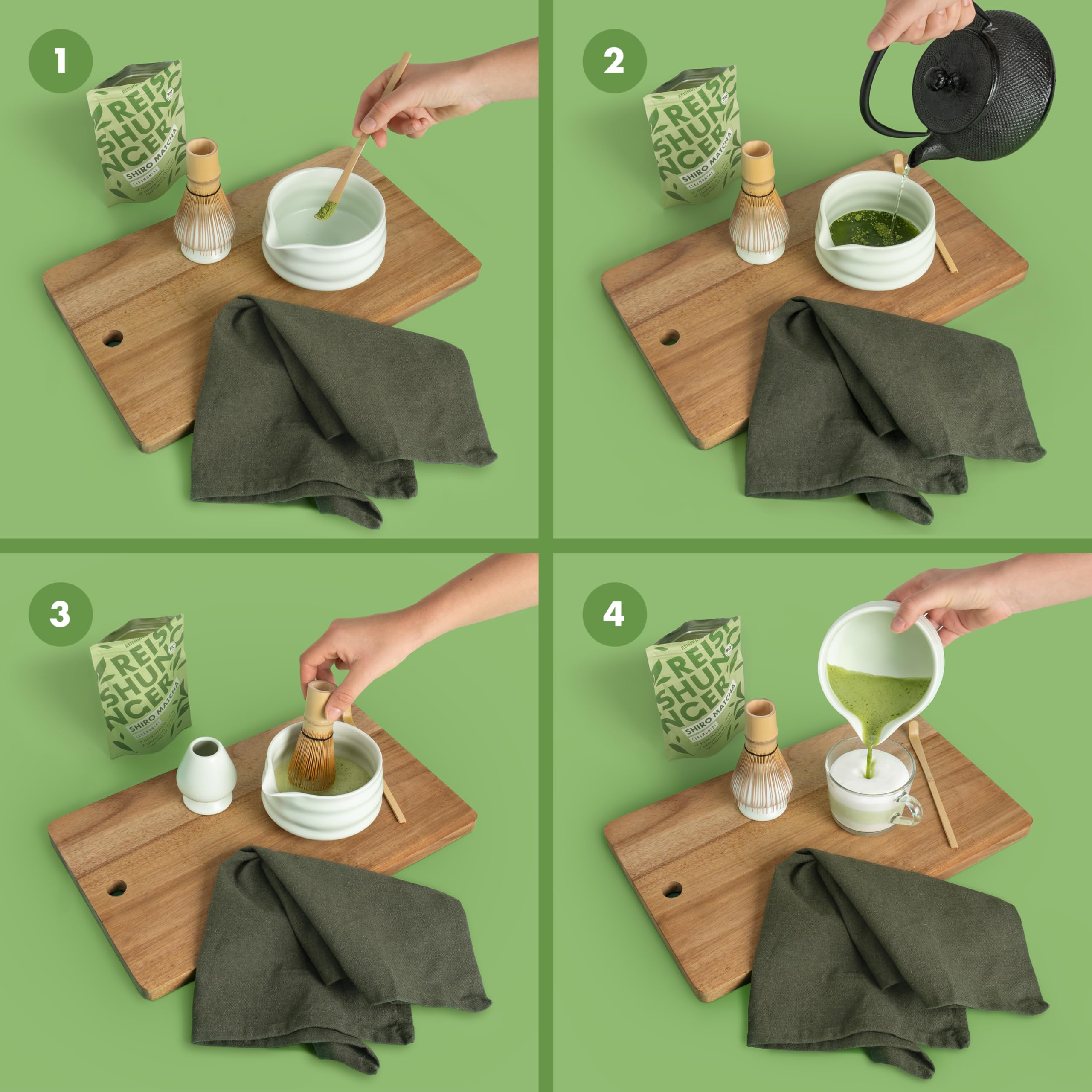 REISHUNGER – Bio Shiro Matcha Ceremonial – 2 x 50 g – Premium Matcha in Bio-Qualität – Perfekt als Tee & den perfekten Matcha Latte – Jadegrüne Farbe & sanft im Geschmack