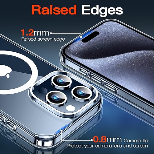 Miniatura 6 de Funda para iPhone 15 Pro Max, compatible con Magsafe antiamarilleo con protector de pantalla, delgada funda delgada de 10 pies a prueba de golpes de