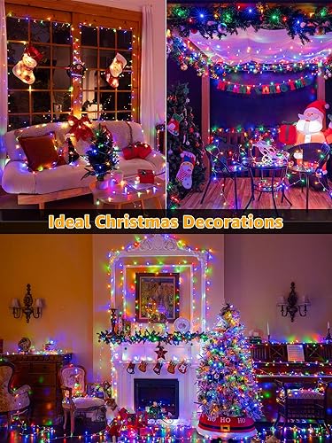 Miniatura 8 de Guirnalda de luces de Navidad para interiores, 1200 LED, 196 pies, impermeable, para exteriores, con control remoto y temporizador, 8 modos de luces