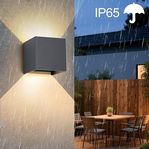 FUPE 4 Pack Applique Murale Exterieur Interieur LED Ampoules G9 Remplaçable IP65 Étanche Lampe Murale Extérieures Anthracite 3000K Blanc Chaud Applique Carrée Aluminium Réglage de l'angle d'éclairage - 3