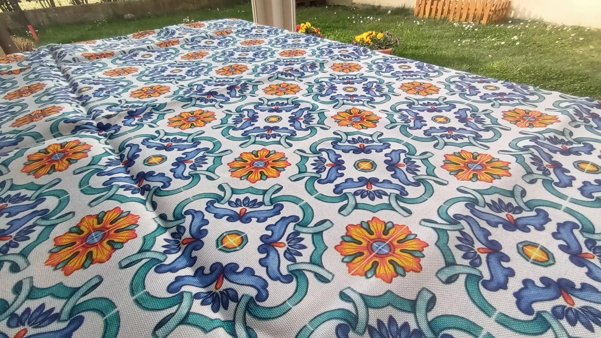 Tovaglia Rettangolare MAIOLICA Blu 140x240 Cm - 80% Cotone, Made In Italy - Novità 2022 - 3