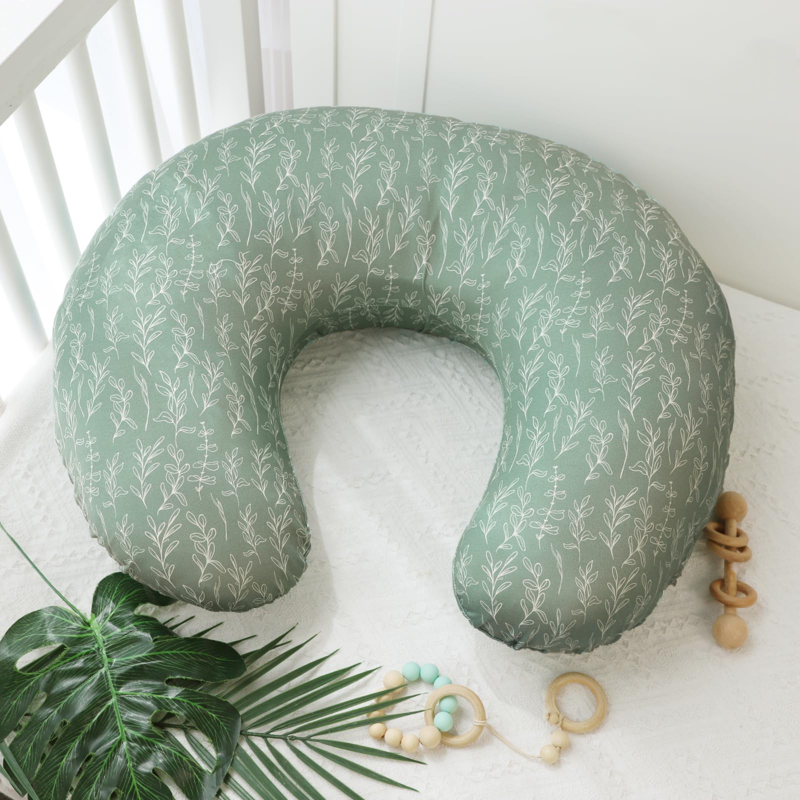 Funda de almohada de lactancia verde salvia, funda de almohada de lactancia para bebés niñas/niños, suave y cómoda, se adapta a la funda de almohada de alimentación de recién nacidos