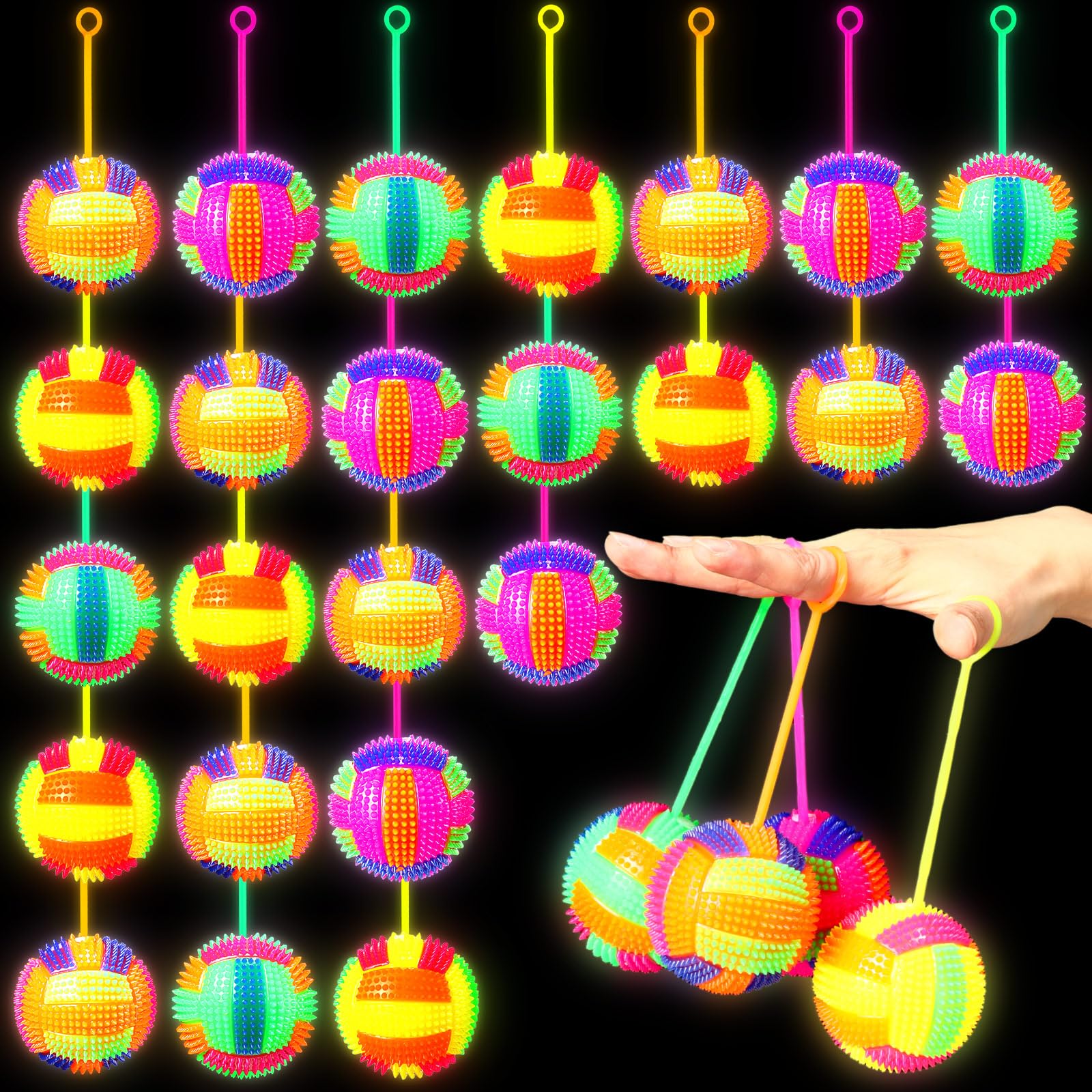 Snapklik.com : Wettarn 24 Pcs 2.6 Inch Bouncy Light Up Ball For Kids ...