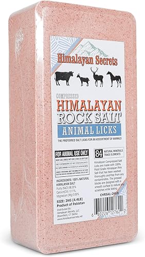 Bloque de sal para ciervos y caballos, sal mineral comprimida para ganado, ganado y cabras, bloque de sal rosa Himalayan Secrets