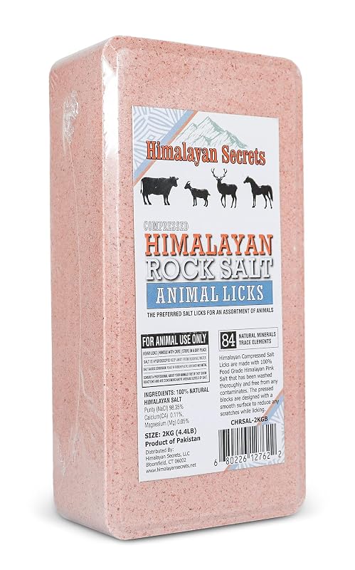 Lambedor de sal comprimido para equinos Himalayan Secrets, bloco sem sabor de 2 kg