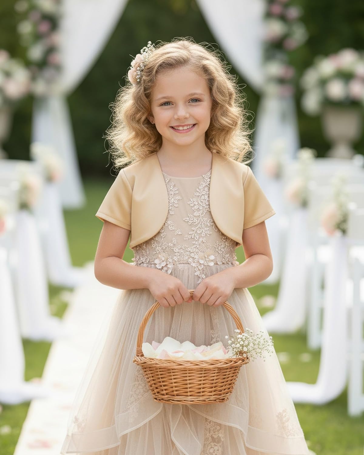 BlackButterfly Kids Satin Short Sleeve Bolero Childrens Girls Shrug - Image 5