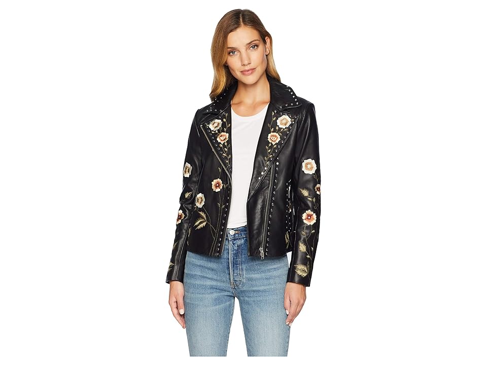 

Scully Samantha Embroidered and Studded Ladies Leather Jacket (Black) Women's Coat
