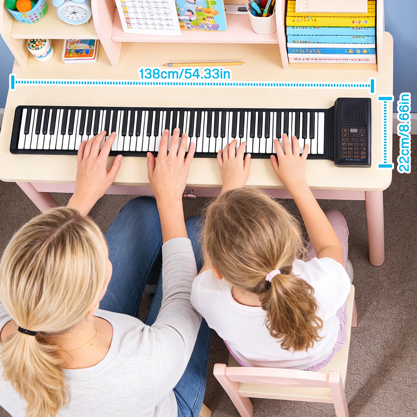 88 Tasten Roll Up Keyboard Piano, Keyboard Klavier faltbar mit 128 Rhythmen & 128 Tönen & 20 Demos, E-Piano mit MIDI-Bluetooth & Fußpedal für Erwachsene Kinder Anfänger