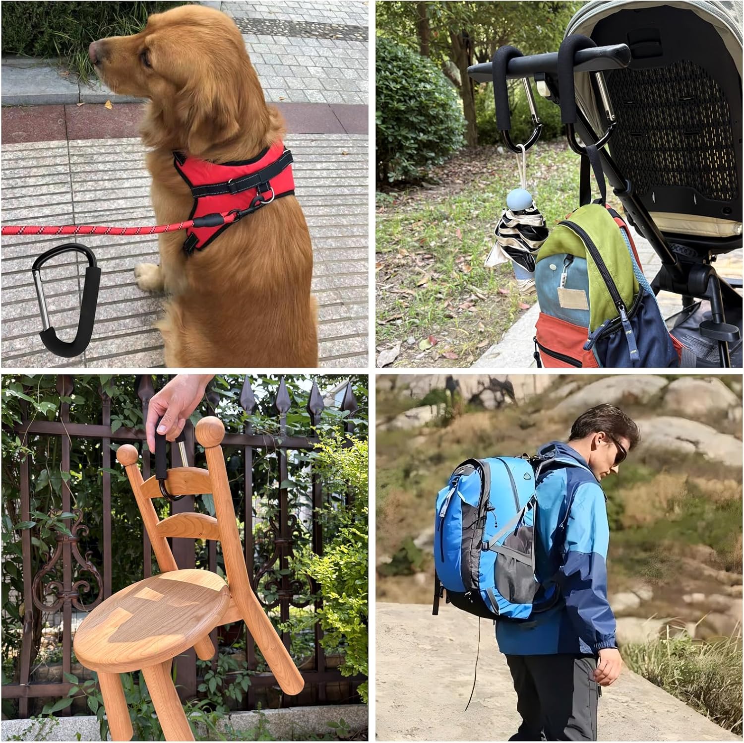 Large Aluminum Carabiner, Heavy-Duty Stroller Hooks for Hanging Bags and Shopping – Durable Multi-Purpose Carabiner Clips for Camping, Hiking, Travel, Outdoor Accessories - Image 6