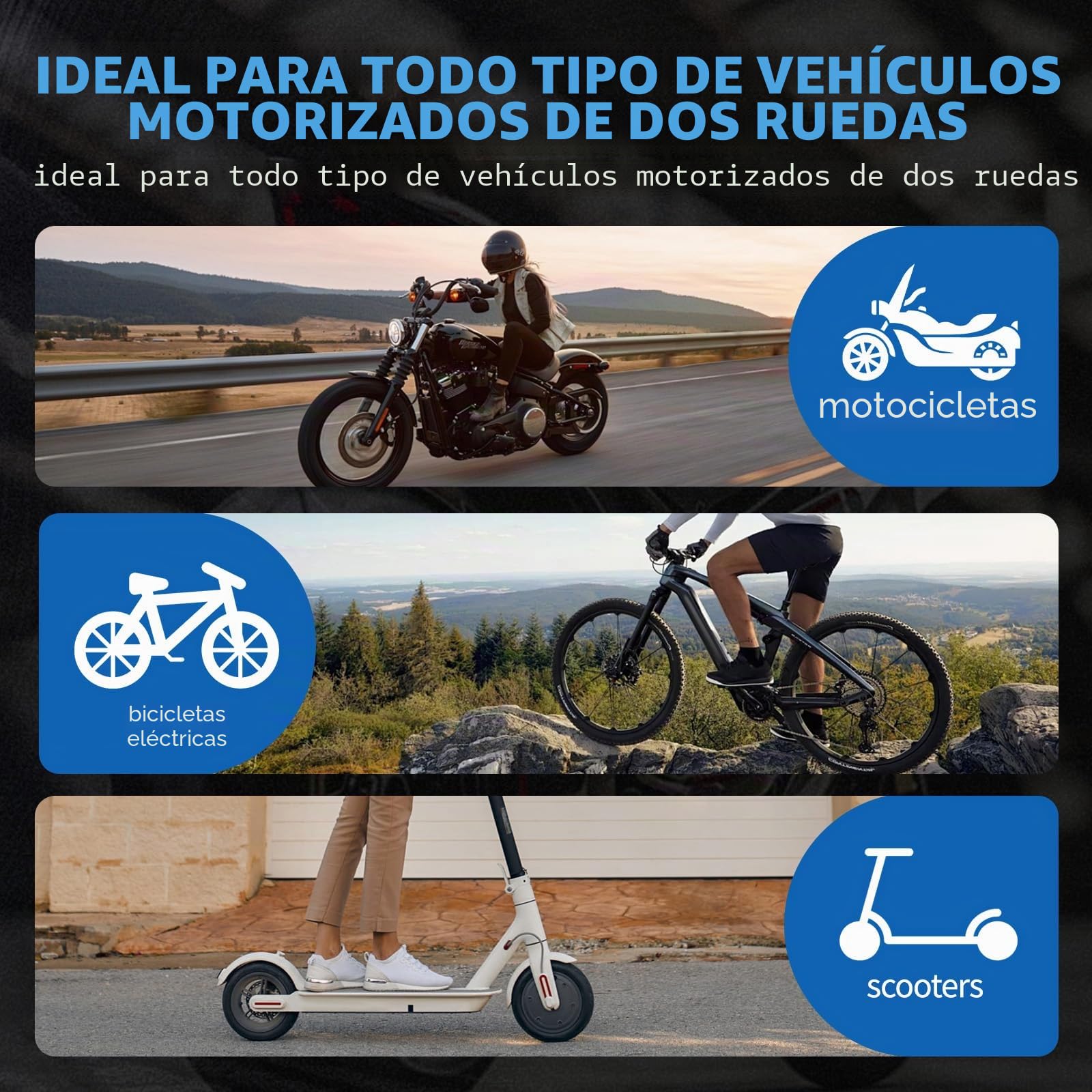 Sistema de monitoreo de presión de neumáticos TPMS para motocicleta, sensor de presión de neumáticos inalámbrico, 5 modos de alarma, carga magnética USB/solar, diseño impermeable IP67, con 2