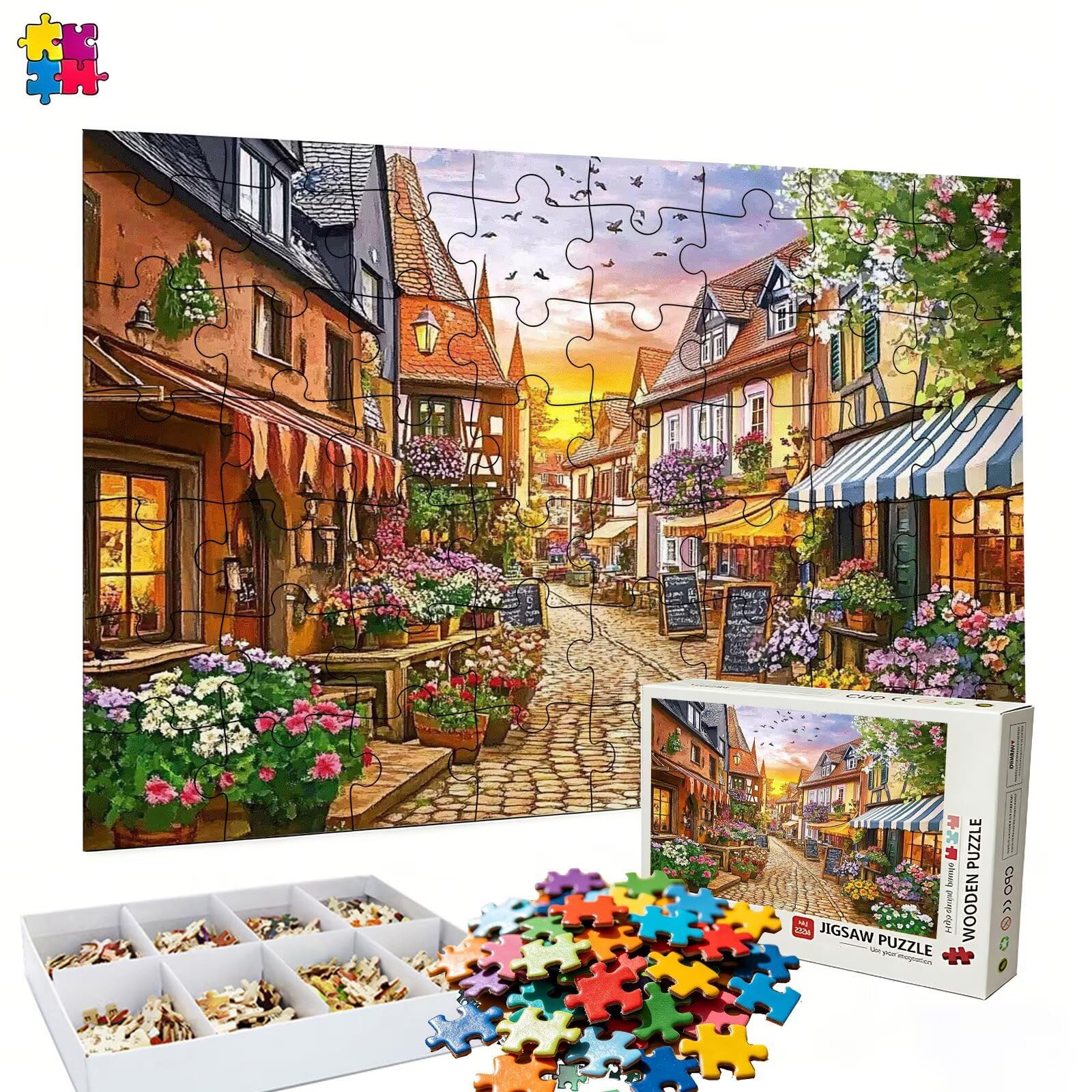 Puzzle 6000 elementów, małe miasteczko Układanka 6000 elementów Dorośli i dzieci, Premium artystyczna łamigłówka, 179,5x105,5 cm Klasyczna gra Puzzle dla dorosłych, wystrój domu, prezent dla kobiety